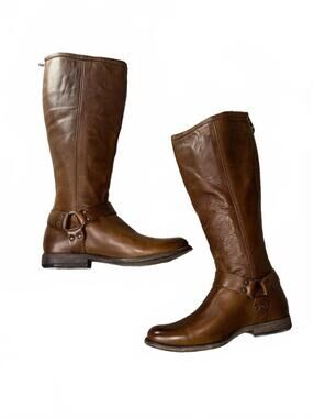 Frye Women's Brown Leather Harness Tall Riding Boots Size 9